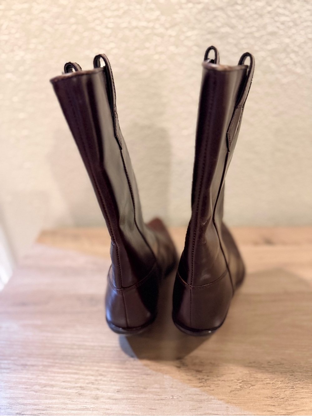 Zara Burgundy Red Leather Western Boots Size 37 - Picture 6 of 16